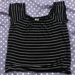 Garage Off The Shoulder Striped Crop Top